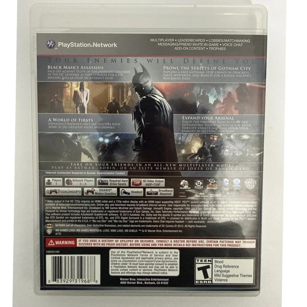 Batman Arkham Origins - Sony PS3 - CIB - Case Disc Manual‎ Knightfall Pack